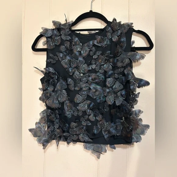 Cynthia Rowley Black Butterfly Appliqué Sleeveless Top - Picture 4 of 6